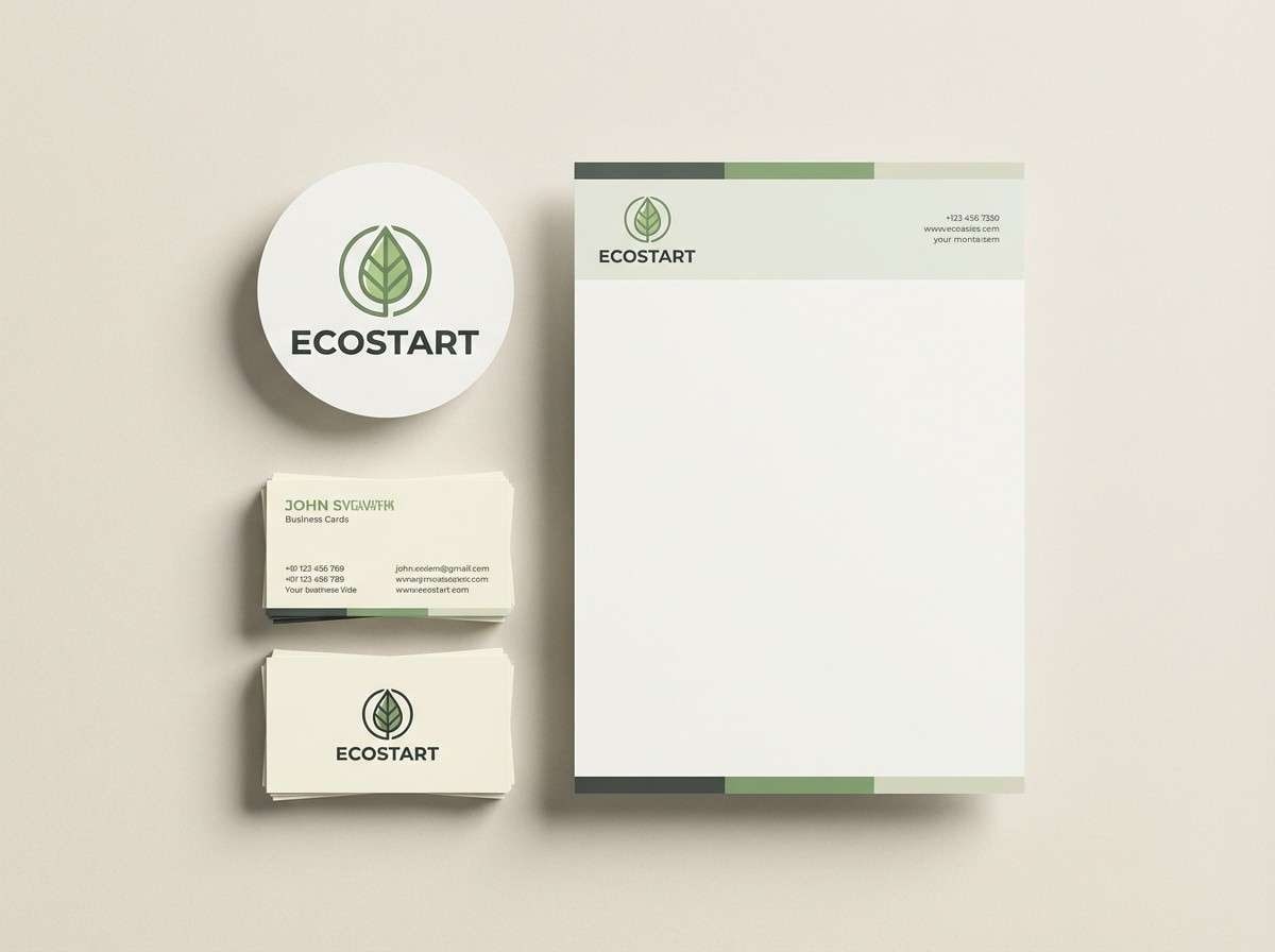 eco brand identity in greens