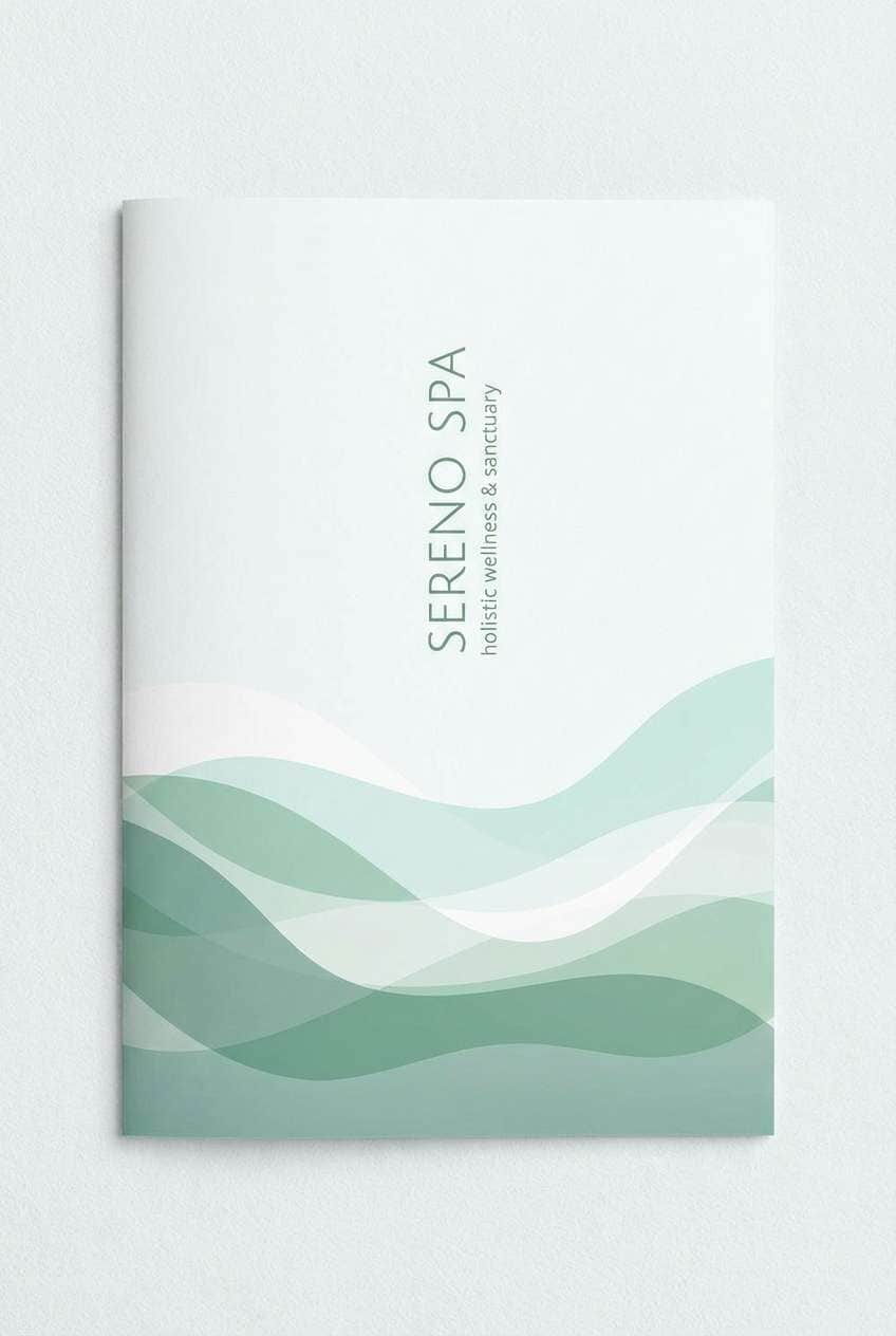 spa brochure cover in greens