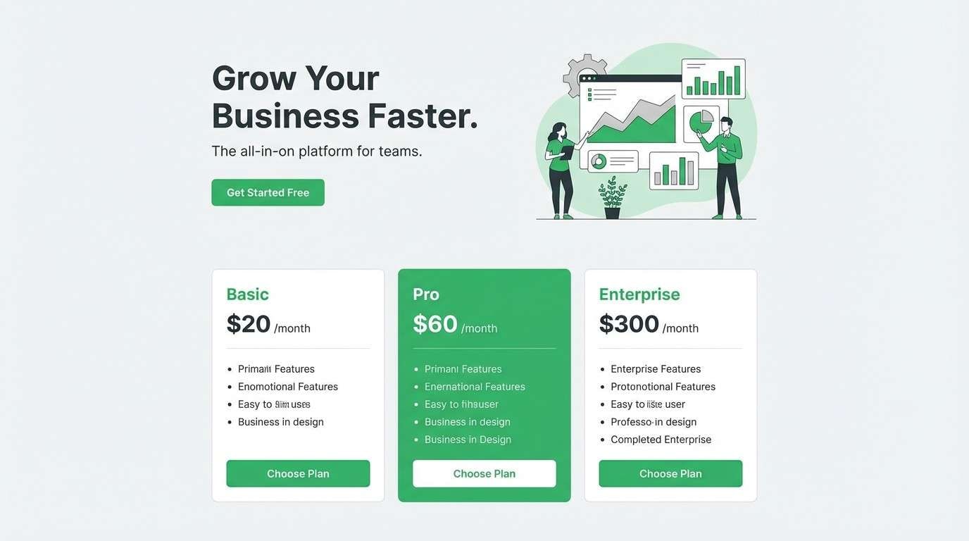 saas landing ui in green