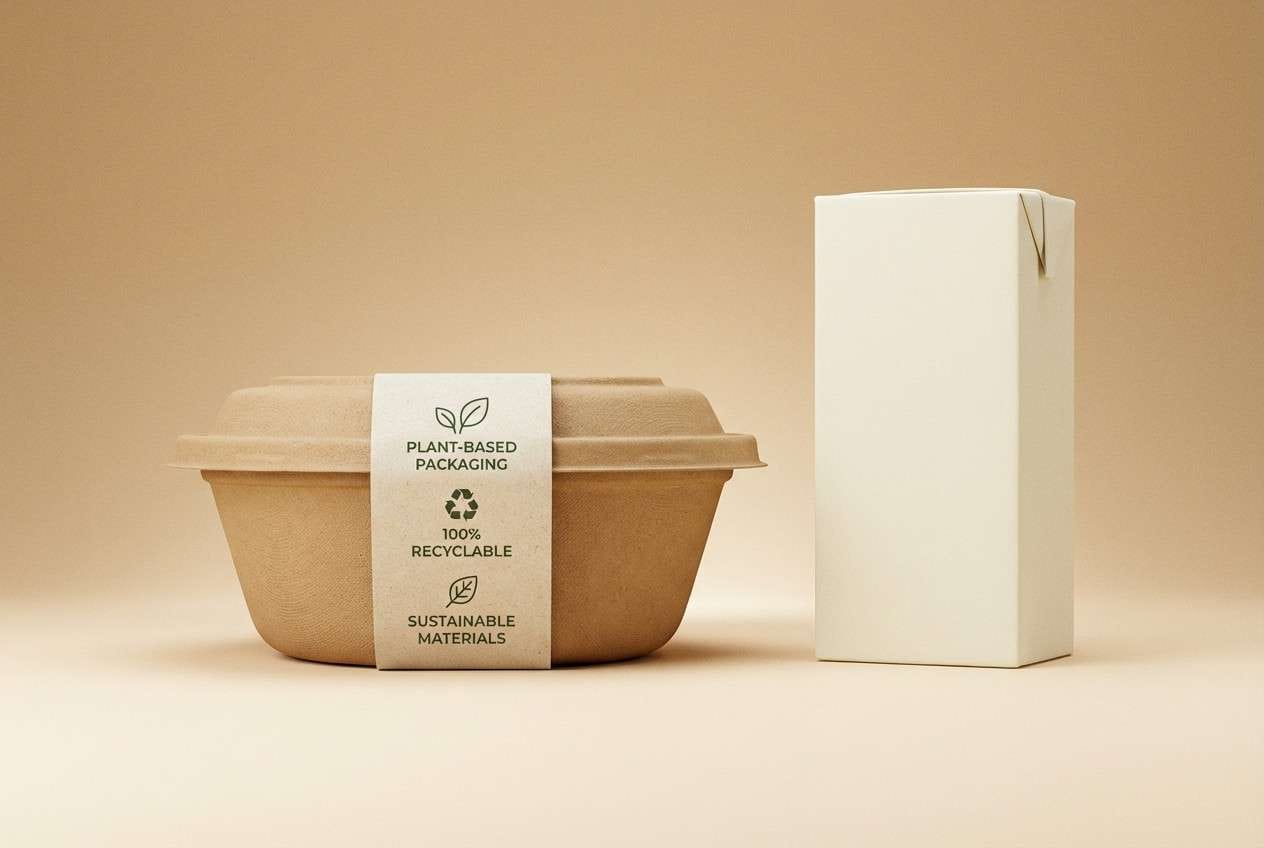 eco packaging label in greens