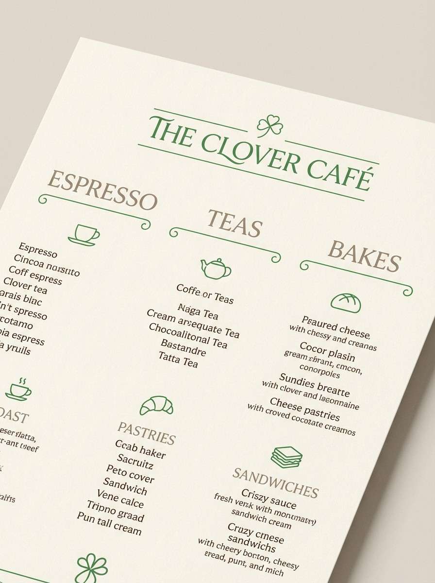 cafe menu in green cream