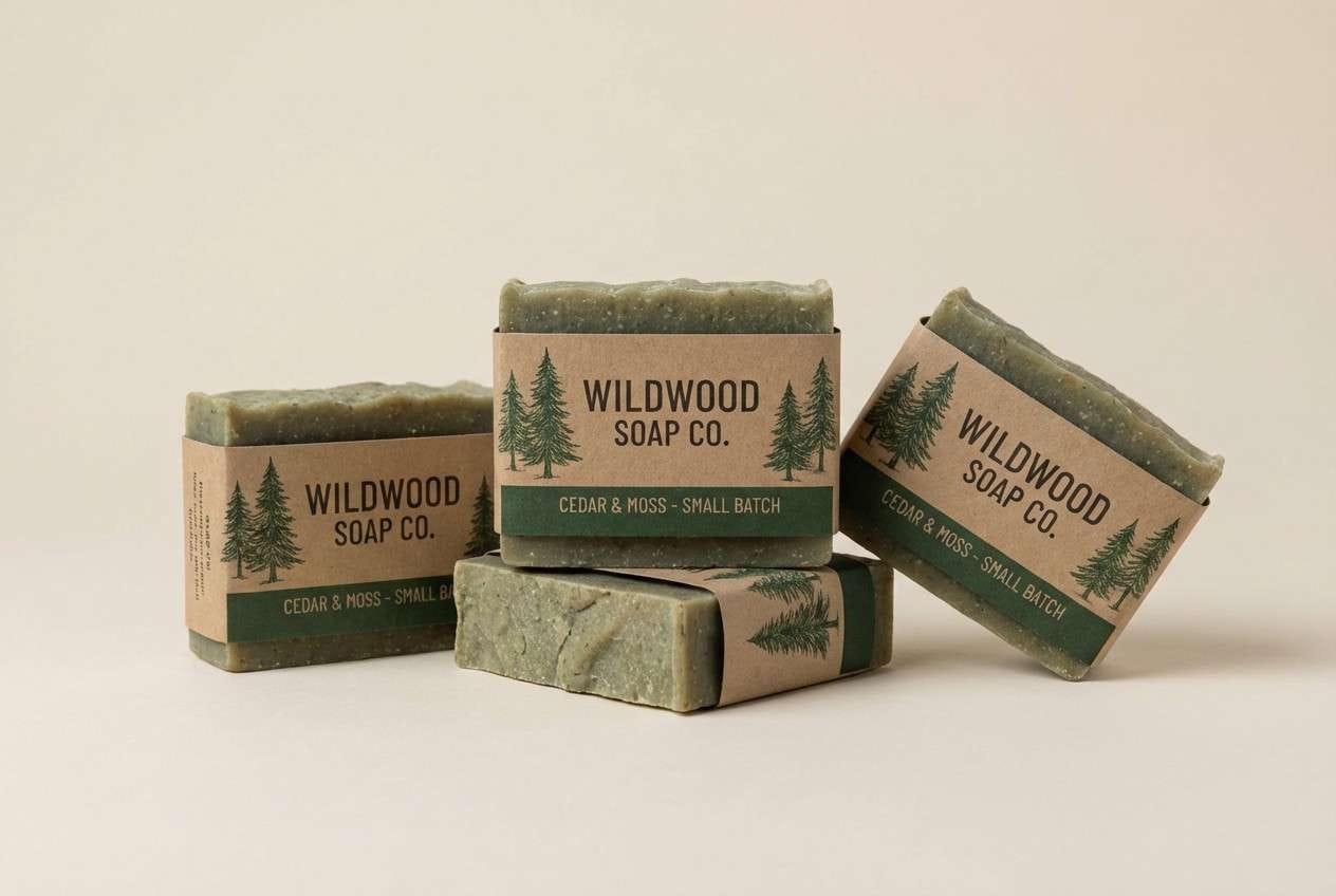soap packaging in forest green