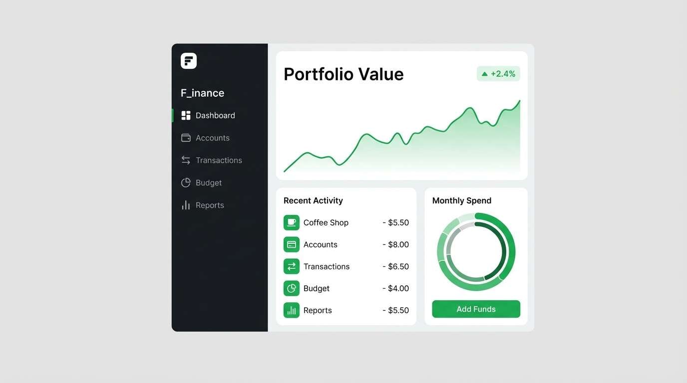 finance dashboard ui with green