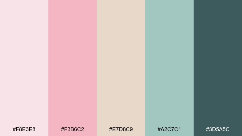shell pink whisper coastal color palette with hex codes