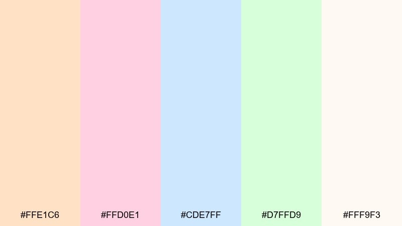 sherbet cloud bubbles color palette with hex codes