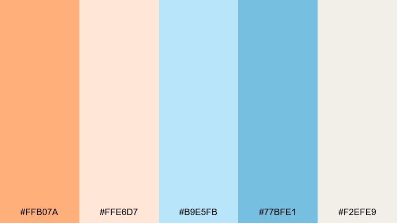 sherbet stationery orange pastel blue color palette with hex codes