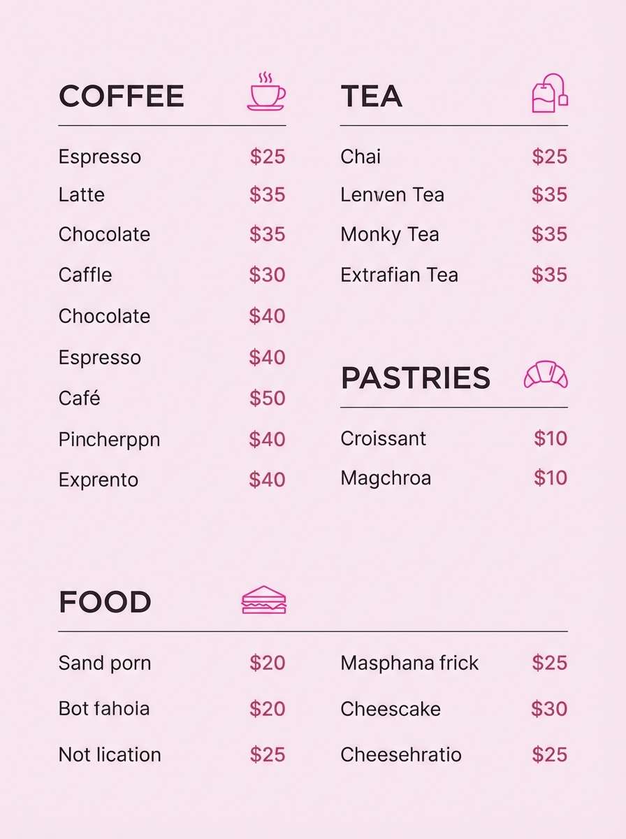 minimal cafe menu design