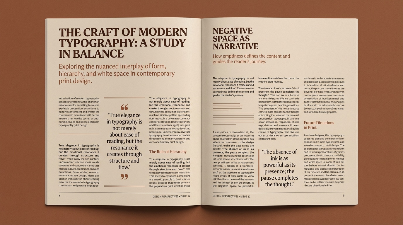 editorial magazine spread with sienna tones