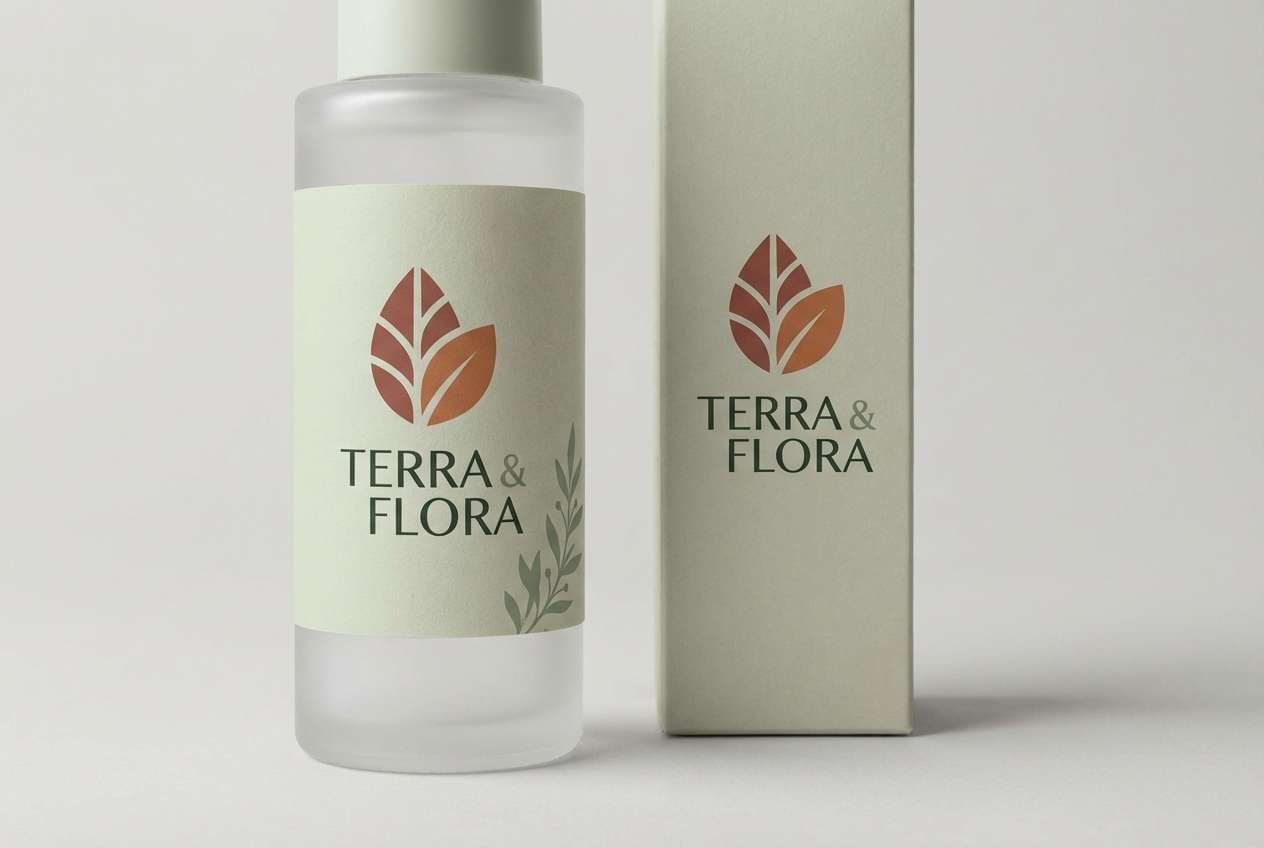 skincare packaging studio shot in sienna color scheme