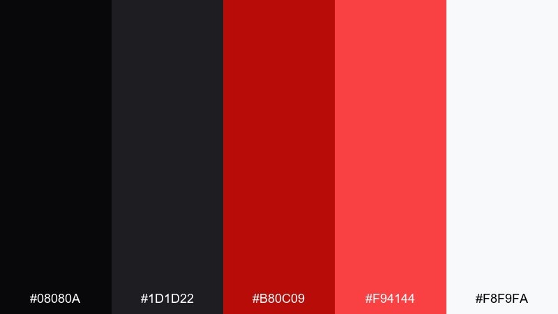 signal red contrast color palette with hex codes