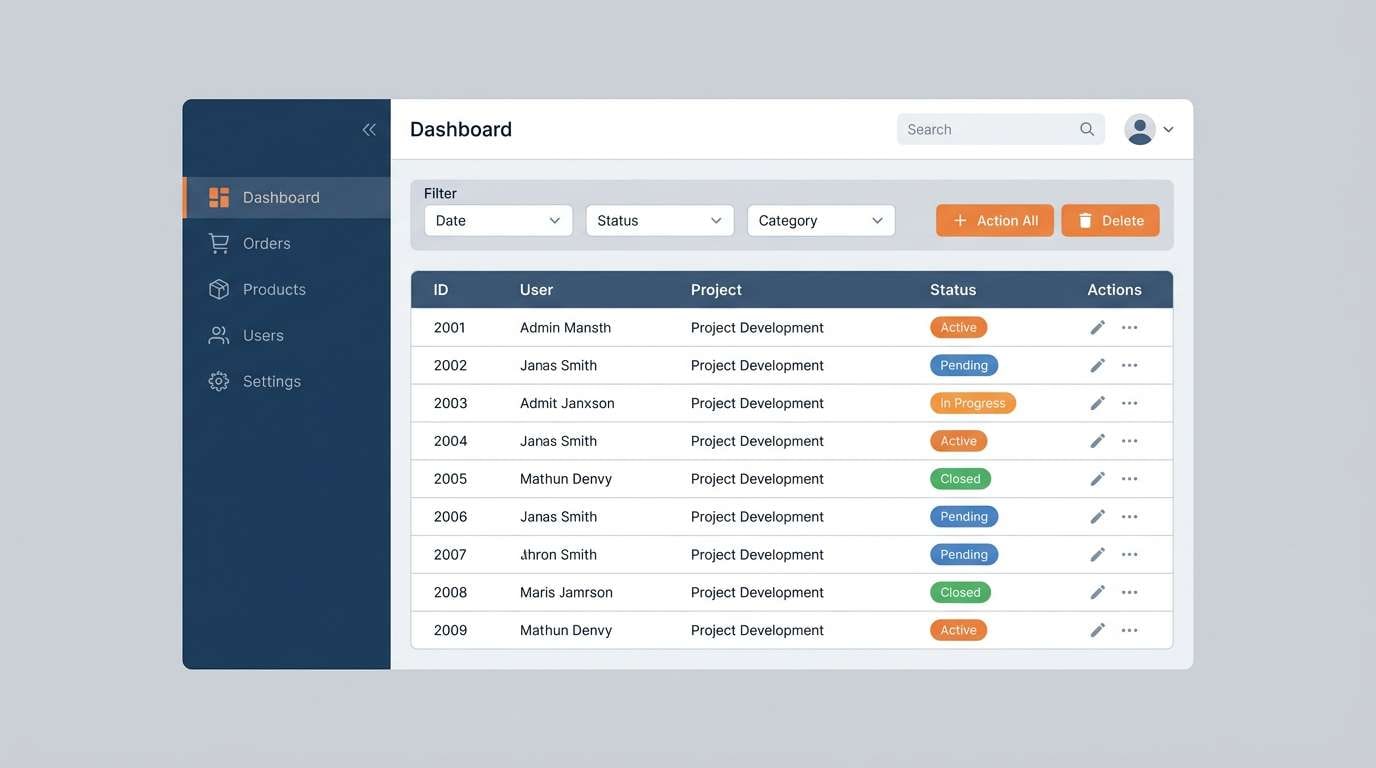 admin ui orange blue
