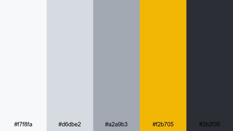 silver citrus pop color palette with hex codes