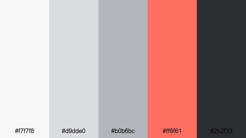 silver coral accent color palette with hex codes