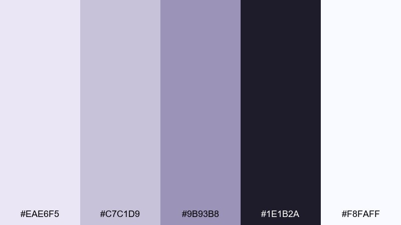 silver lilac tech lavender purple color palette with hex codes