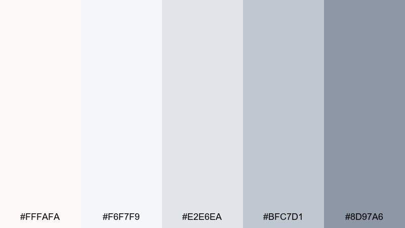 silver lining snow white color palette with hex codes