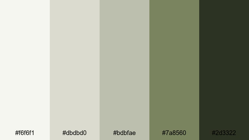 silver olive field color palette with hex codes