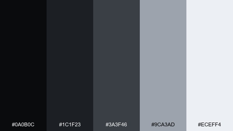 silver static color palette with hex codes