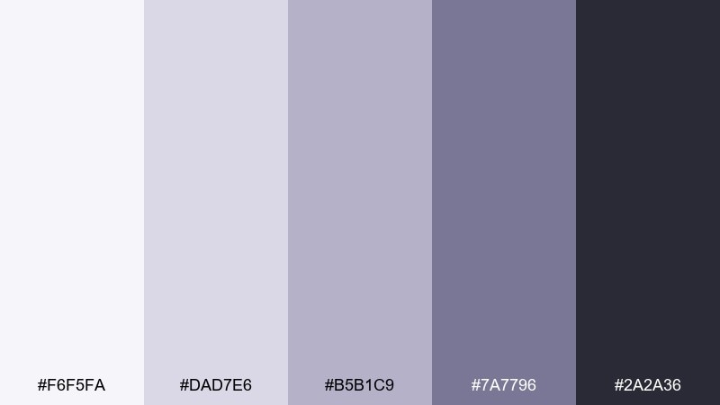 silver violet color palette with hex codes