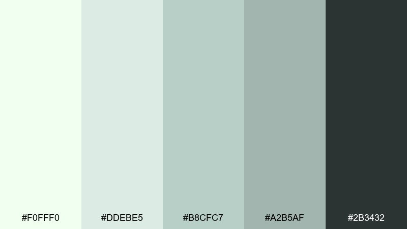 silvered willow honeydew color palette with hex codes