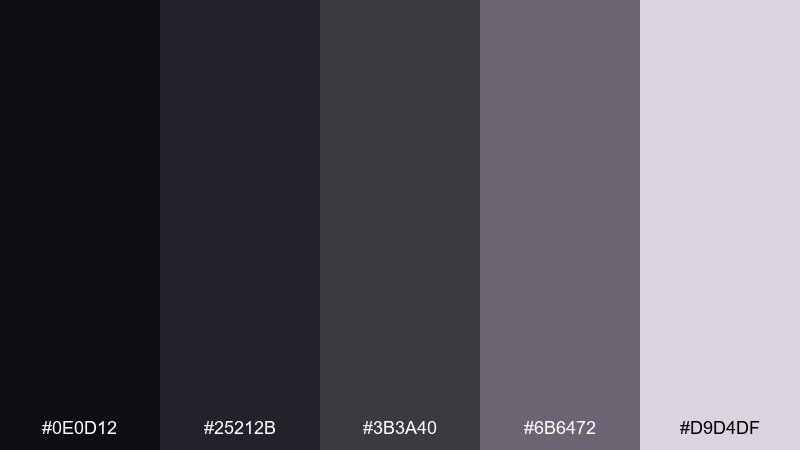 singularity smoke black hole color palette with hex codes