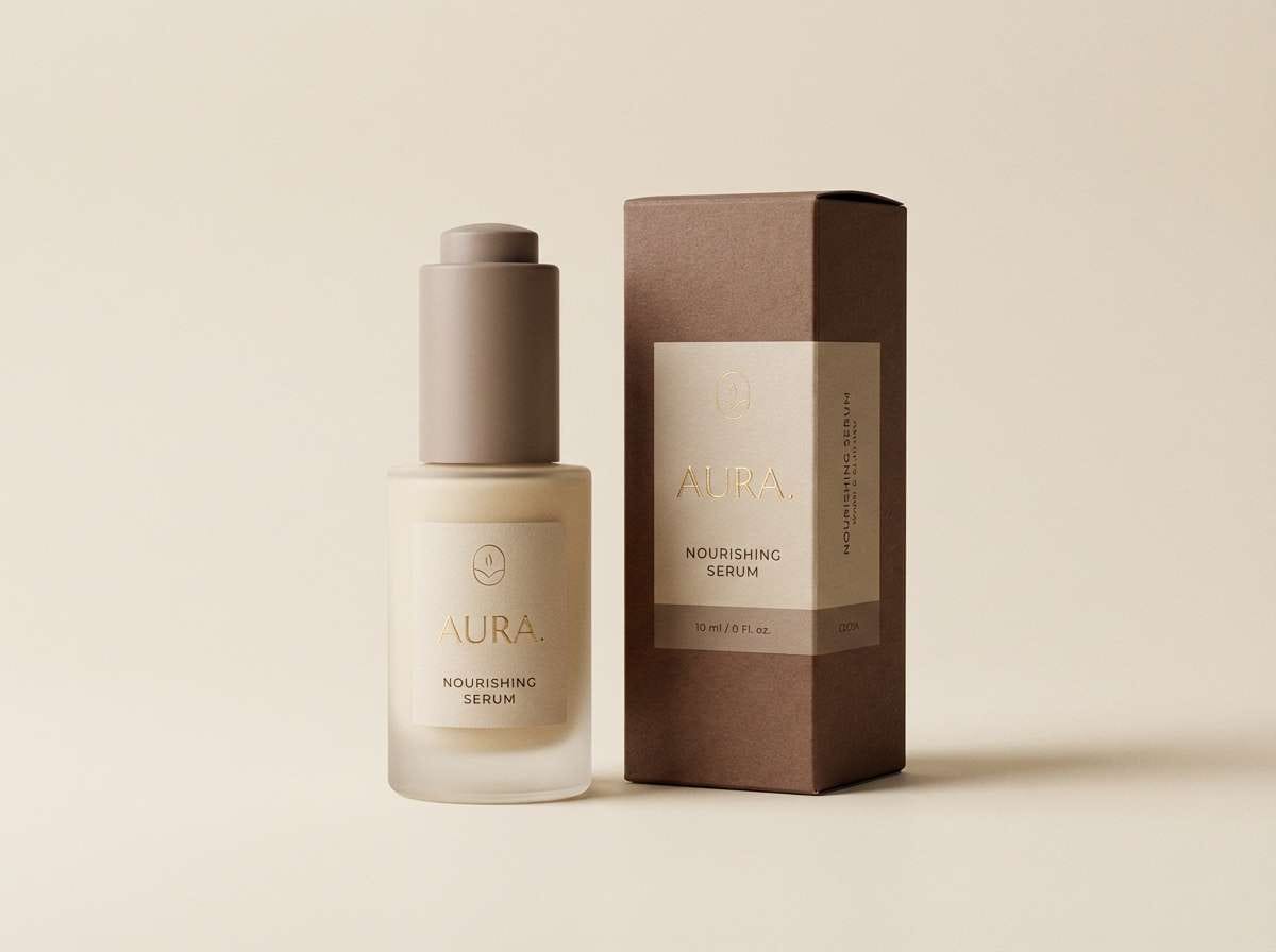 skincare packaging on clean backdrop