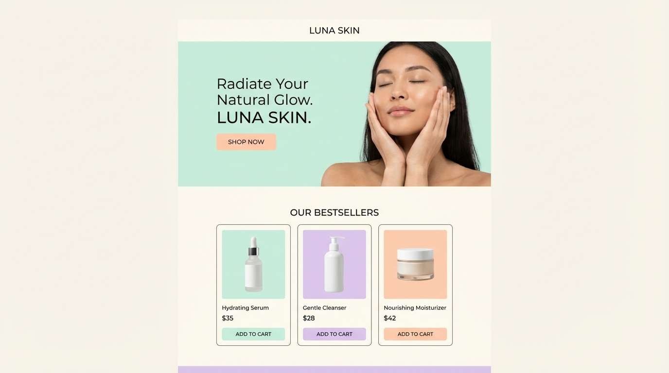 skincare landing ui