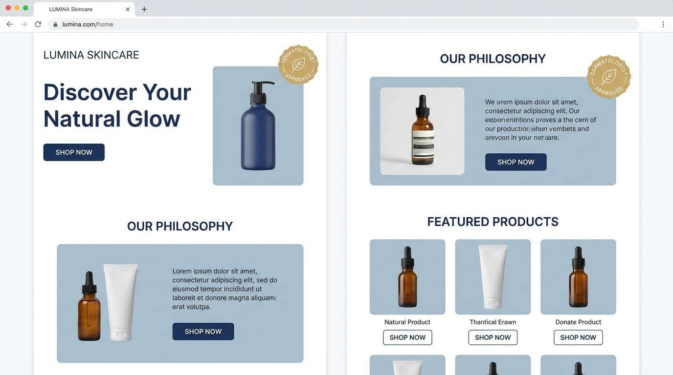 minimal skincare website ui