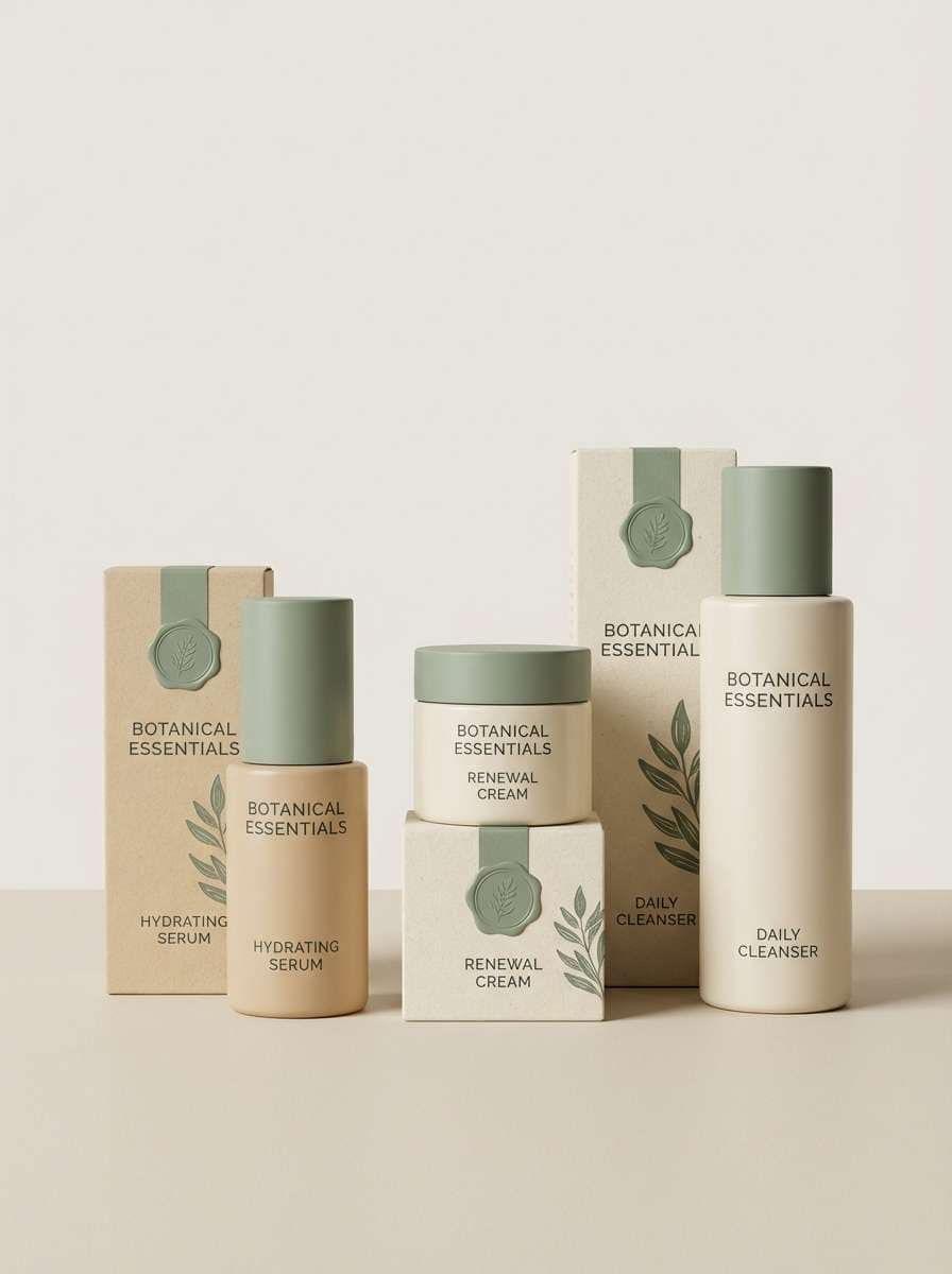 skincare packaging in sage neutrals