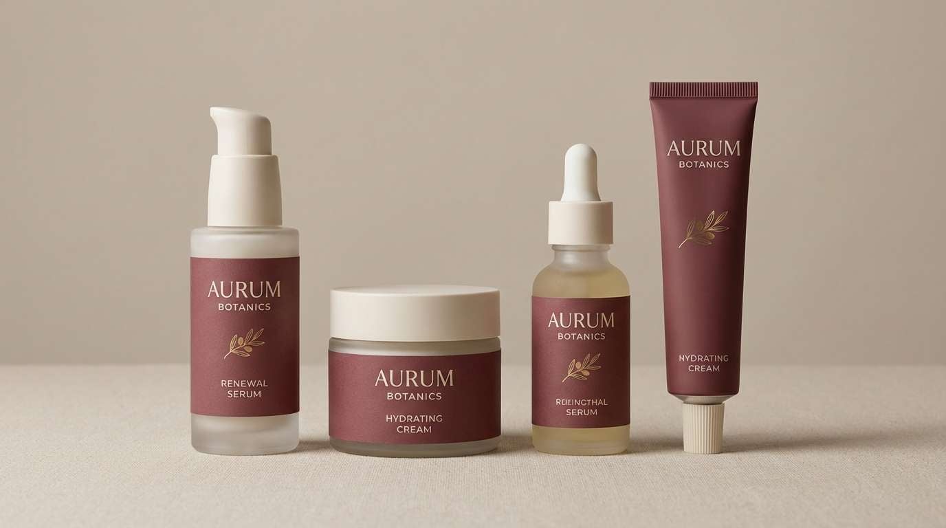 skincare packaging studio shot using pink lilac color combinations