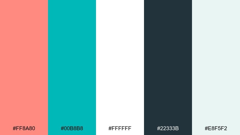 skincare studio clean salmon teal color palette with hex codes