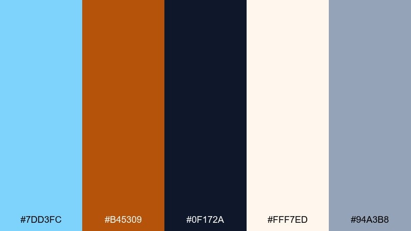 sky and copper balance complementary color scheme with hex codes