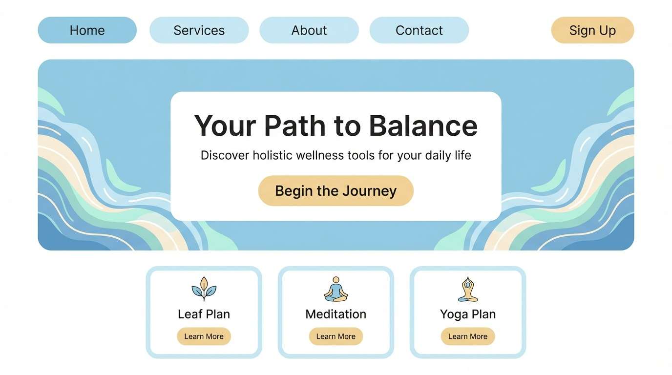 wellness landing ui mockup