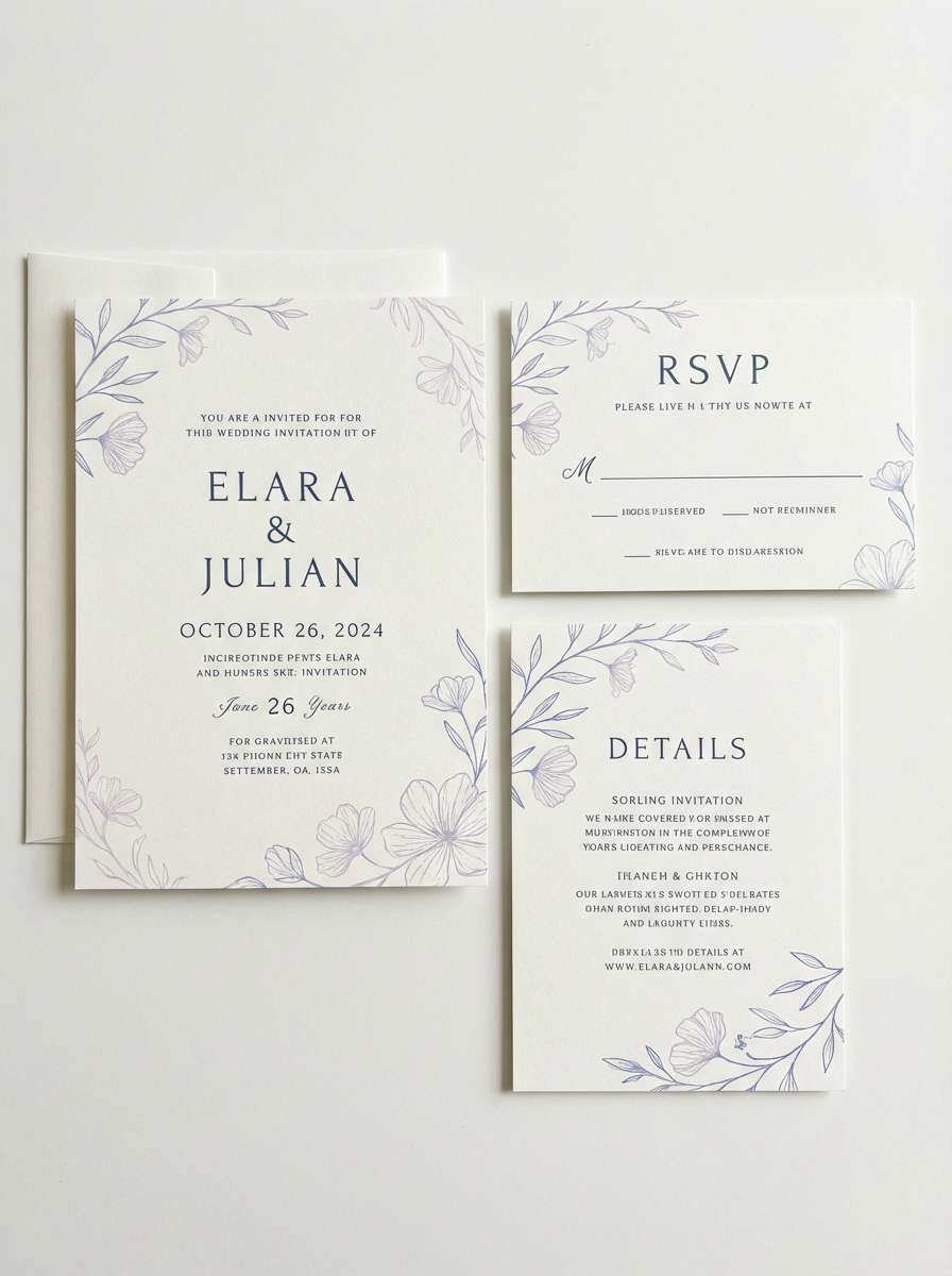modern wedding invitation set