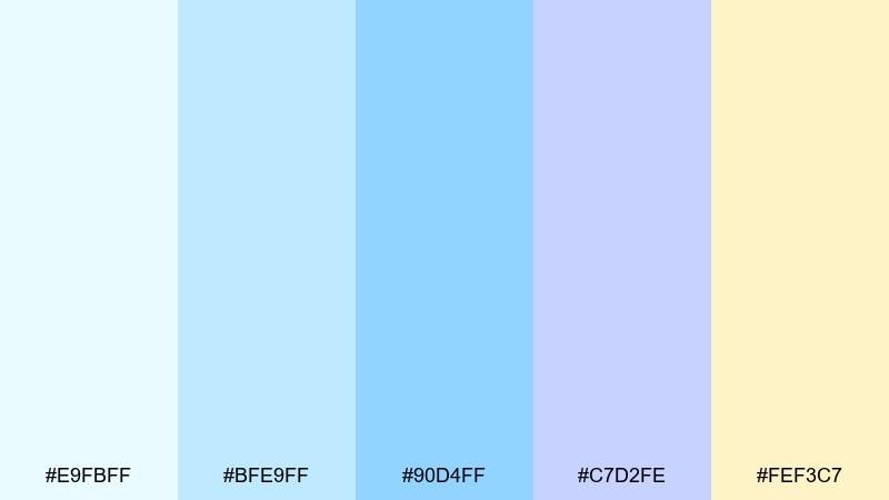 skyglass shine bubbles color palette with hex codes