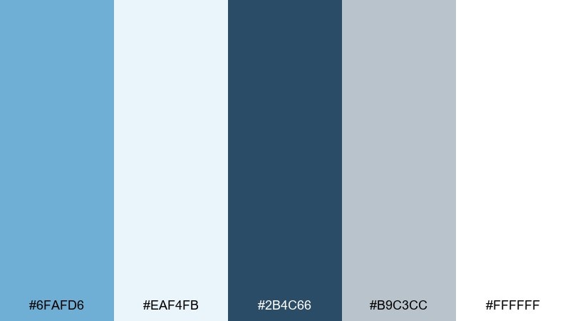 skywashed minimal carolina blue color palette with hex codes