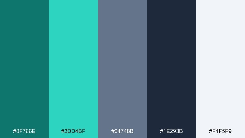 slate and seafoam color palette with hex codes