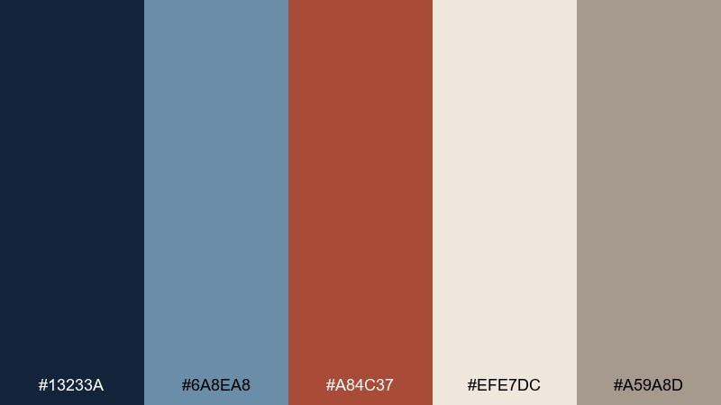 slate and sienna pairing blue rust color palette with hex codes