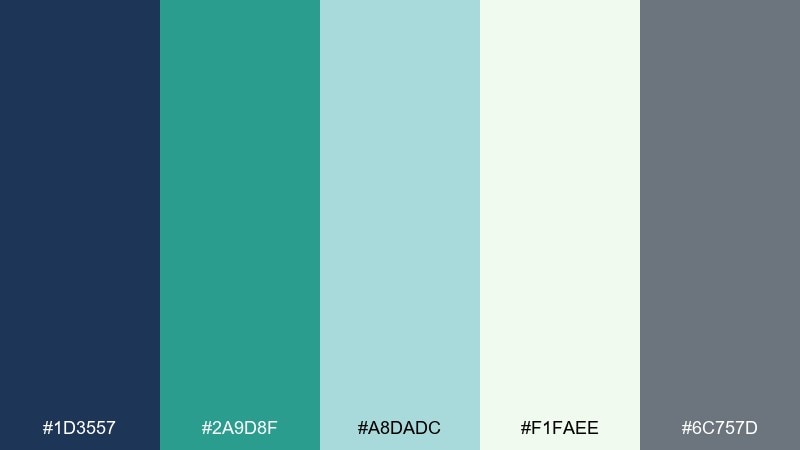 slate and teal office color palette with hex codes