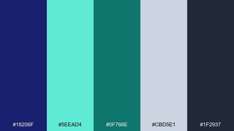 slate seafoam ultramarine color palette with hex codes
