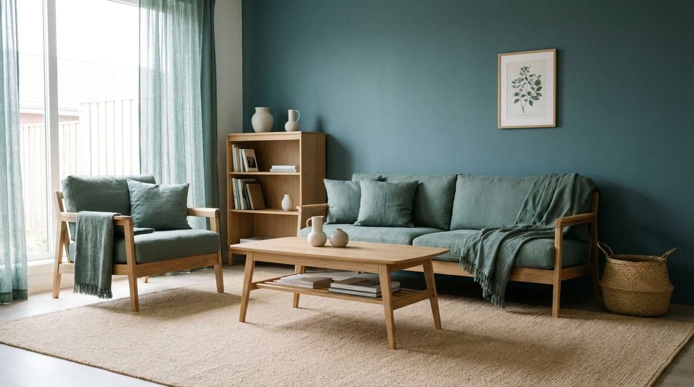 slate teal living room