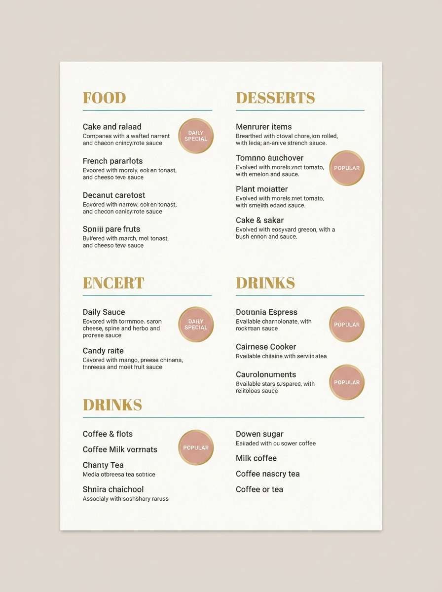 gold teal cafe menu