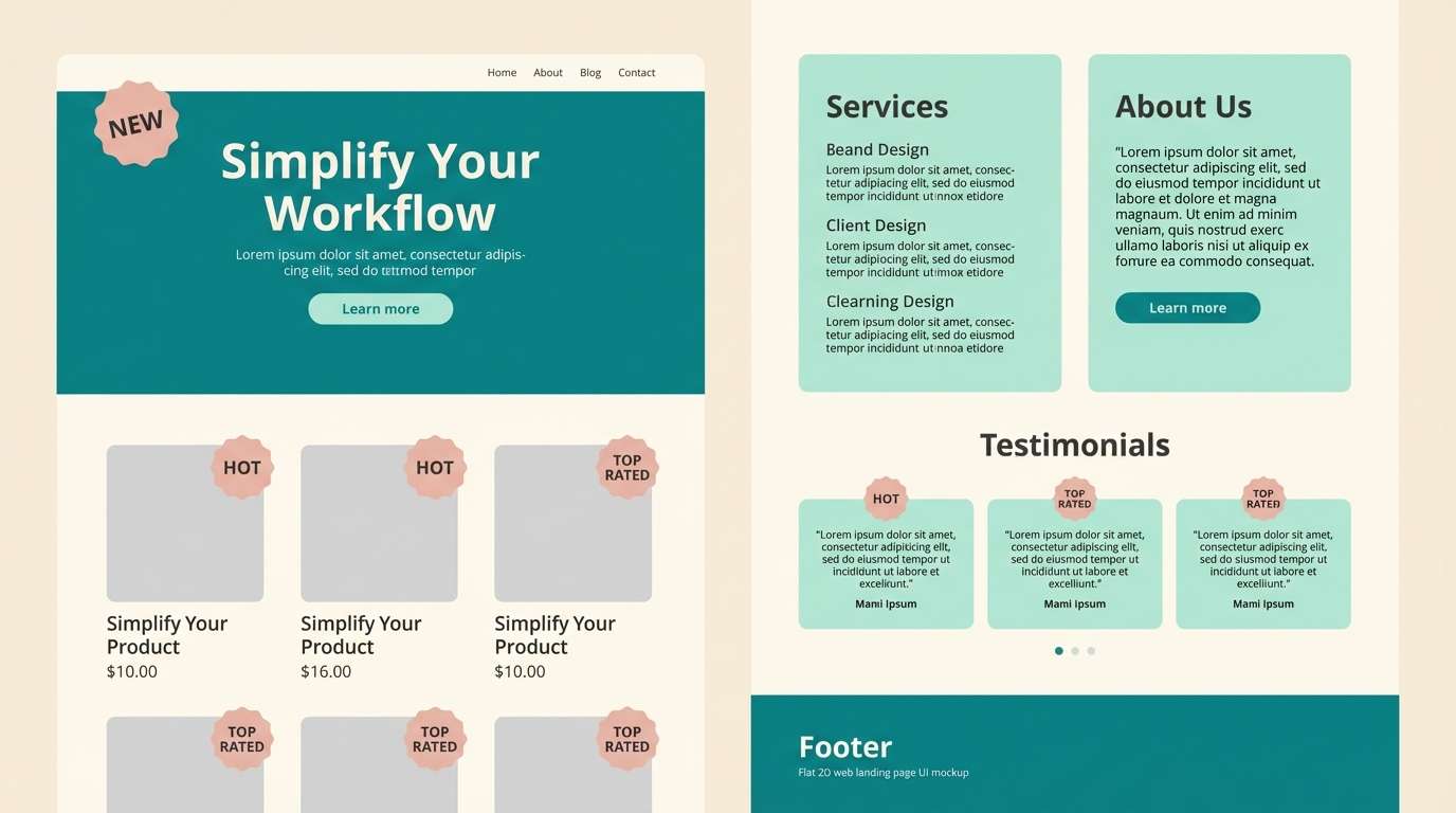 teal landing page ui