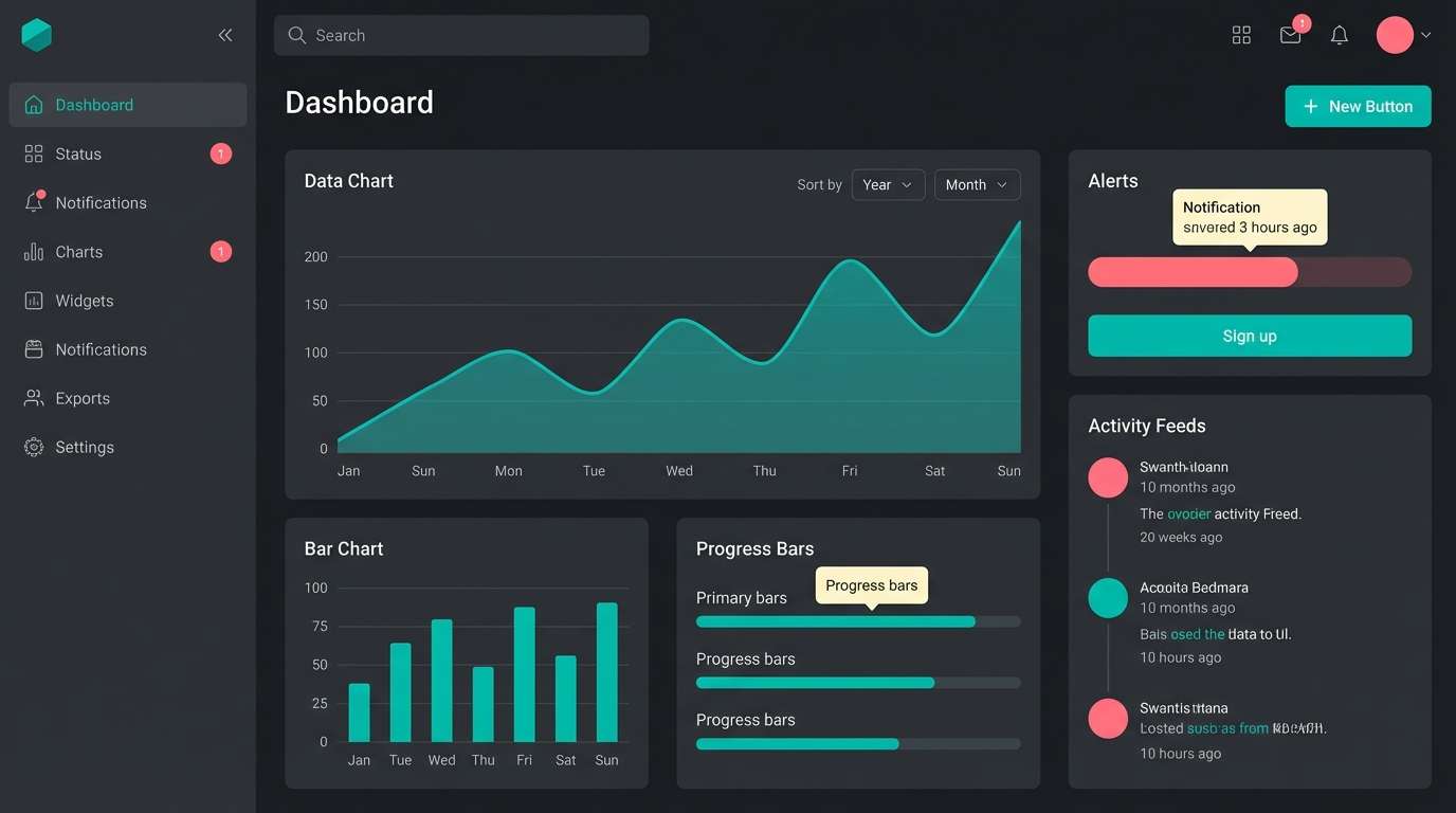 dark saas dashboard ui