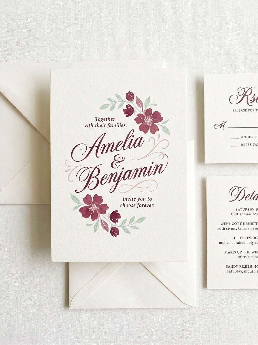 rosewood wedding invitation design