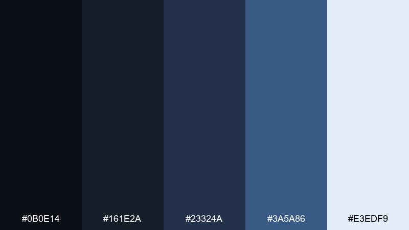 smoked indigo denim color palette with hex codes