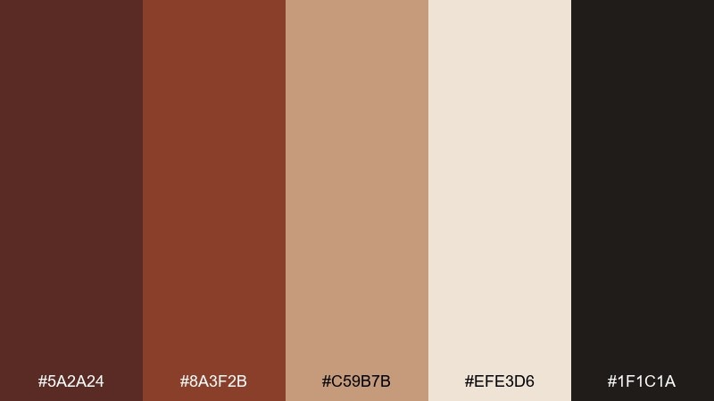 smoked leather burnt umber color palette with hex codes