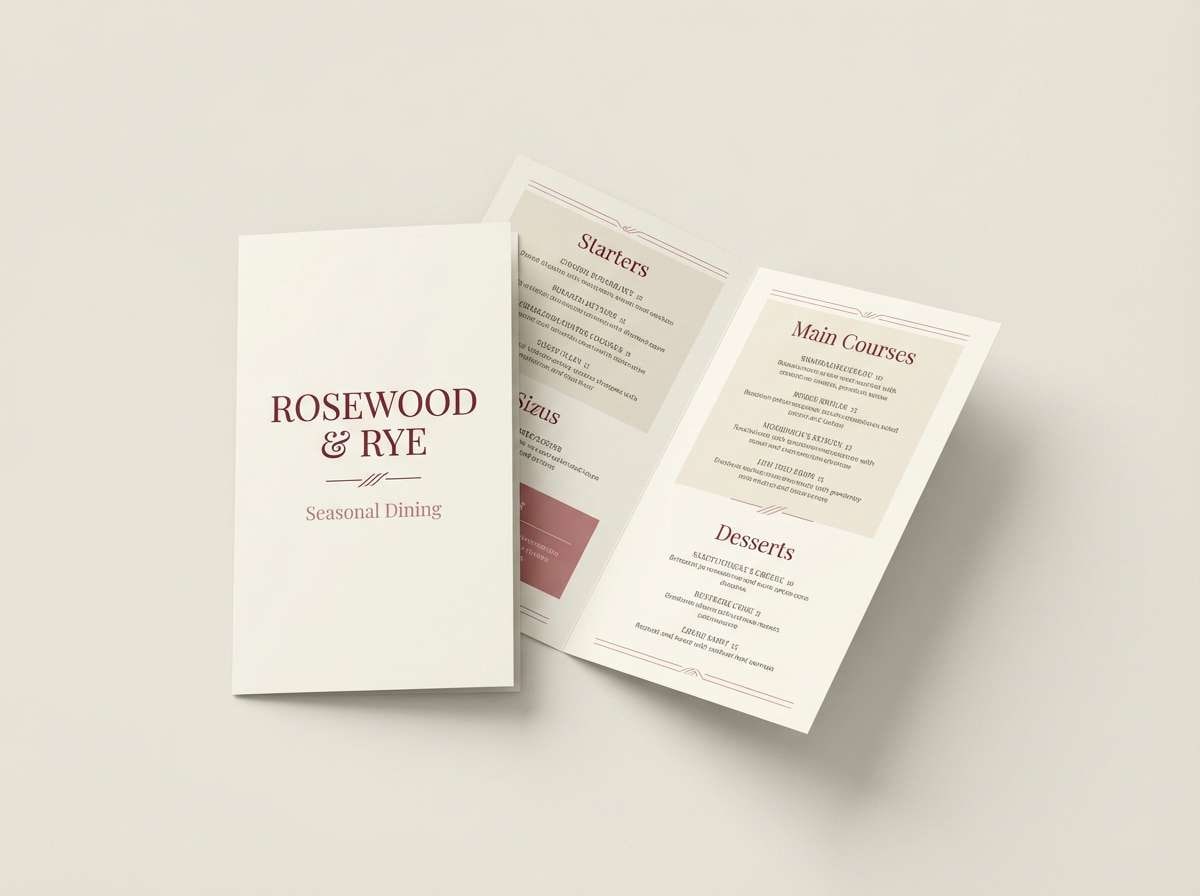 cozy burgundy menu layout