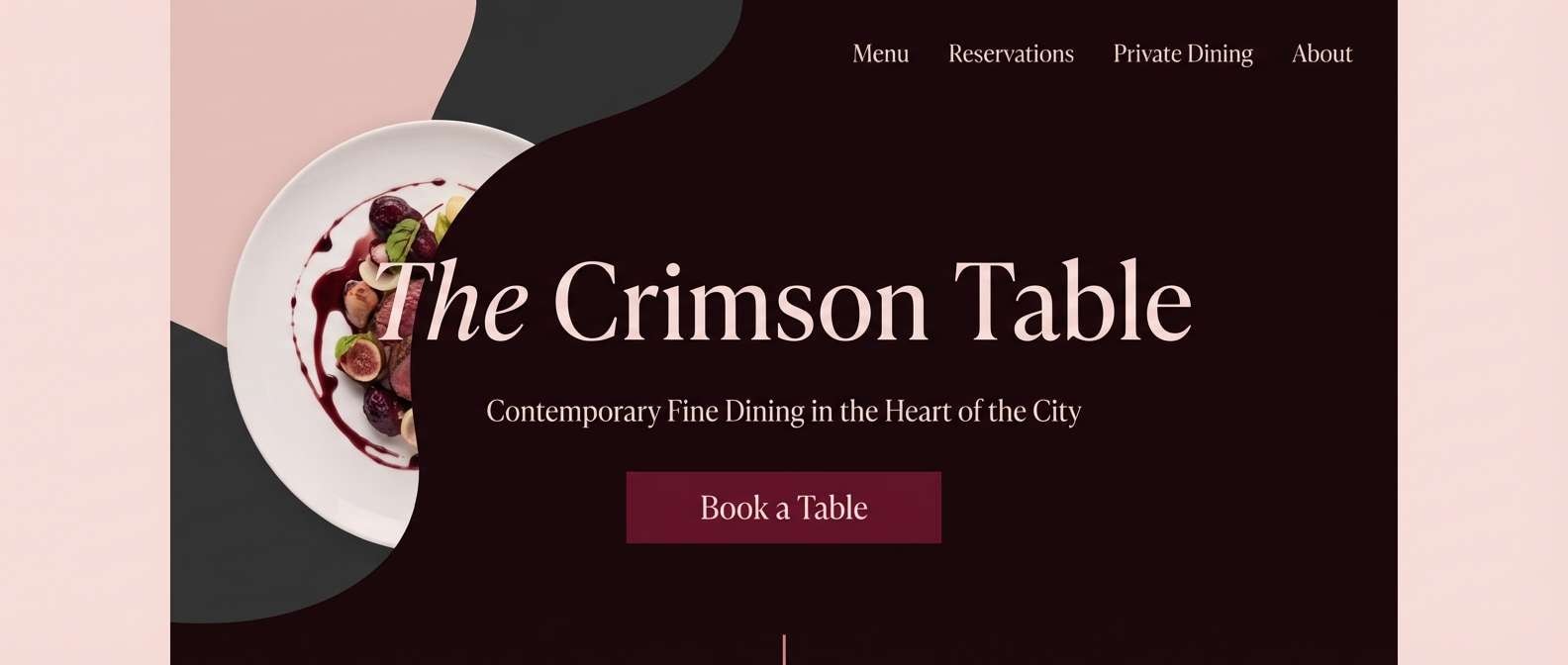 fine dining hero in rosewood tones