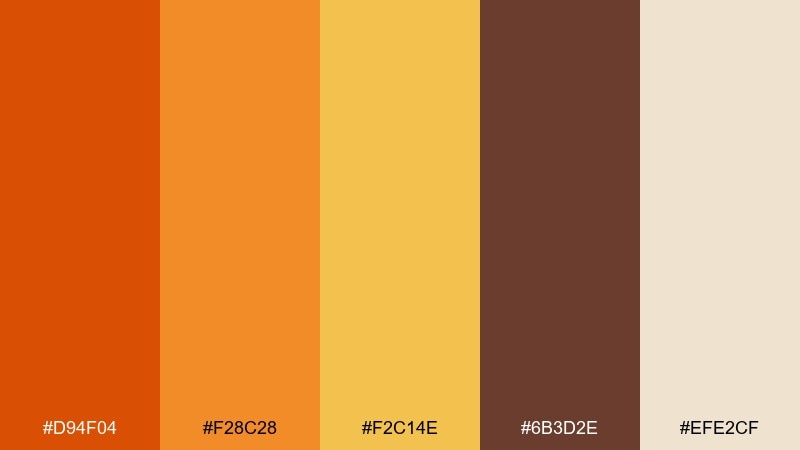 smoked saffron flame color palette with hex codes