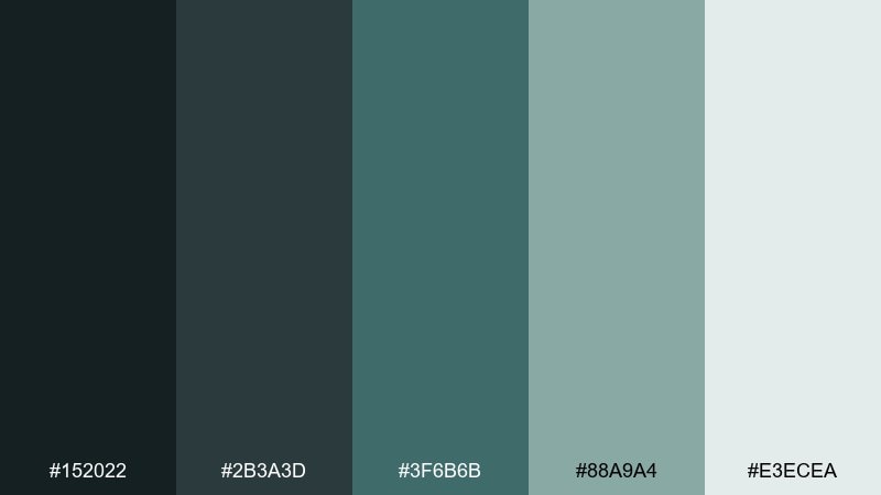 smoked teal industrial color palette with hex codes